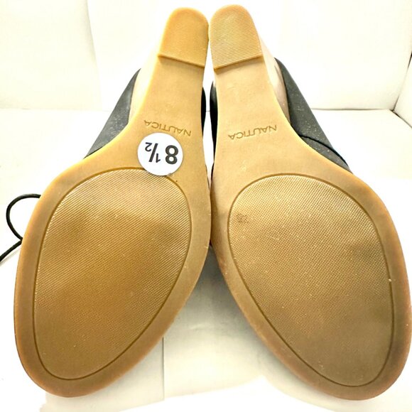 Nautica Waterline Wedge Booties Ankle Lace Up Black Size 8.5 - Picture 6 of 7